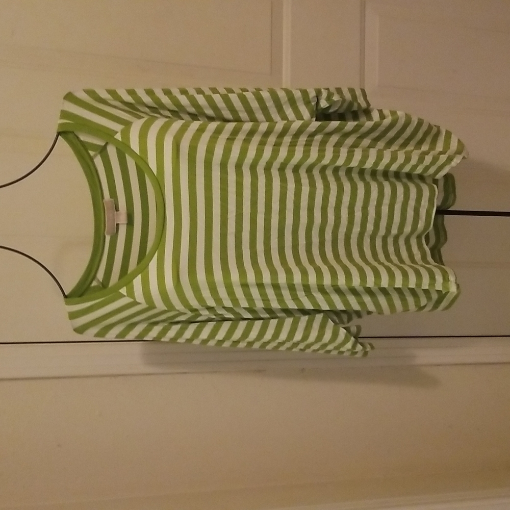 Michael Kors green and white striped top